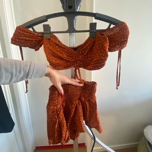 Blue life crop top and short set